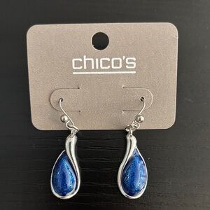 Chico's Sapphire and Metallic Teardrop Earrings NWT